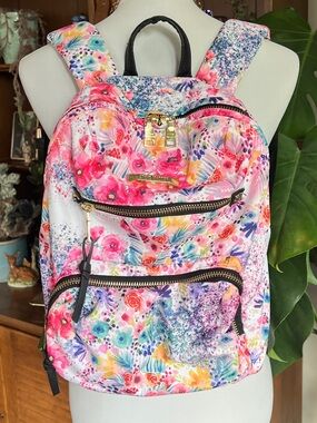 Steve Madden Stunning Watercolor Floral Print Backpack - Pink Multicolor